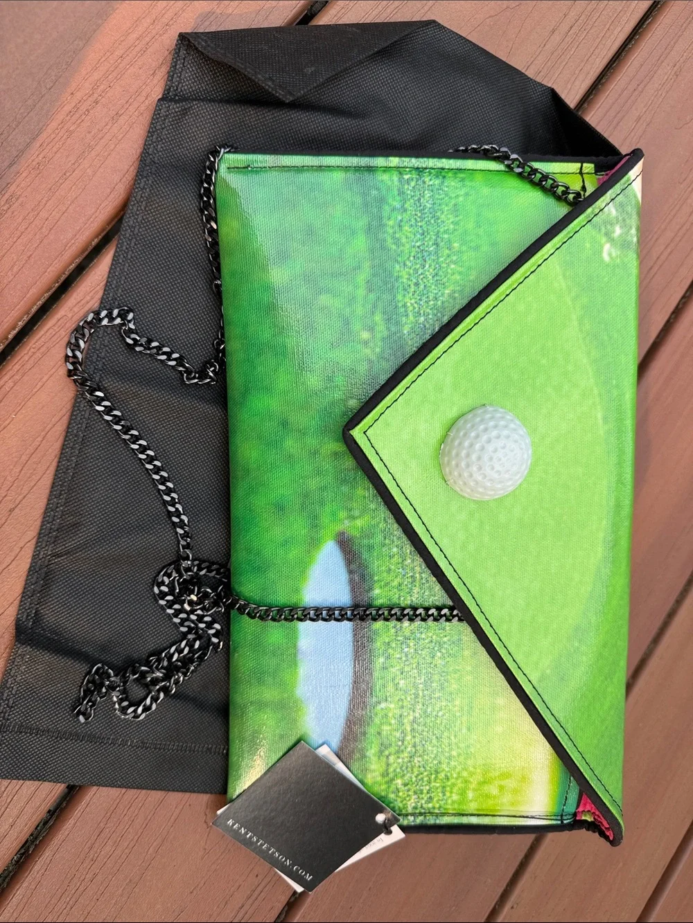 Kent StetsonGolf Print Envelope Clutch with Golf Ball Detail